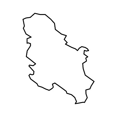 塞尔维亚的地图。塞尔维亚线性风格。线性图标