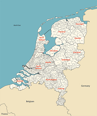 荷兰与邻国的地图。矢量图