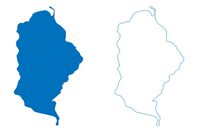 马龙贝湖(非洲，马拉维共和国)地图矢量插图，潦草素描地图
