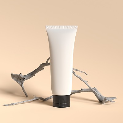 化妆品管瓶模型现代展示背景。护肤品空白