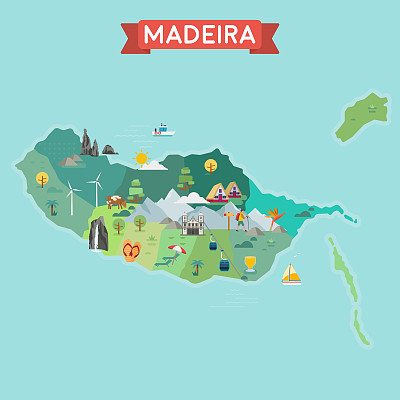 程式化的马德拉地图。