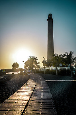 美丽的马斯帕洛马斯灯塔在马斯帕洛马斯大加那利岛，西班牙
