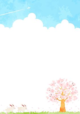 simple　spring　scenery　background　illustration