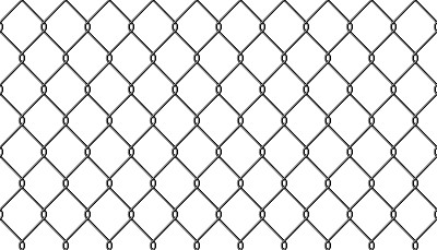 现实金属丝链环围栏无缝模式。钢格具有菱形、菱形。网格栅栏背景。监狱钢丝网无缝质感。白色背景上的矢量插图