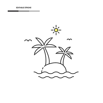 棕榈岛图标矢量设计。