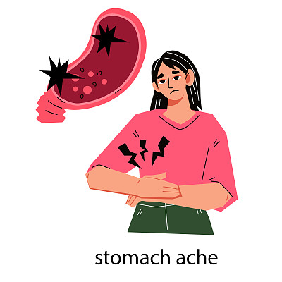 胃痛和慢性胃炎，胃痛横幅或海报设计。