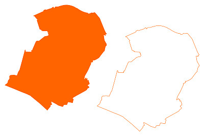 伯尔赫泽自治区(荷兰王国，荷兰，北布拉班特省或北布拉班特省)地图矢量插图，涂鸦草图地图