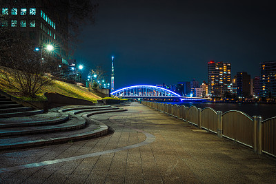 东京城和隅田河的夜景