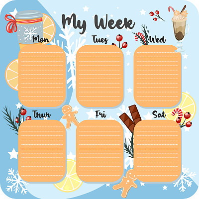 一月每月计划，每周计划，习惯跟踪模板和示例。模板议程，时间表，计划，清单，子弹日记，笔记本和其他文具。圣诞可可主题