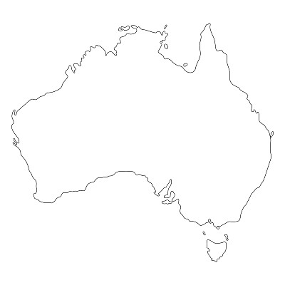 澳大利亚地图，白色地图