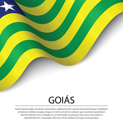 舞动的戈亚斯旗是巴西的一个州在白色的背景。