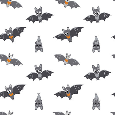 蝙蝠无缝模式。万圣节背景与蝙蝠。卡通，平面，矢量