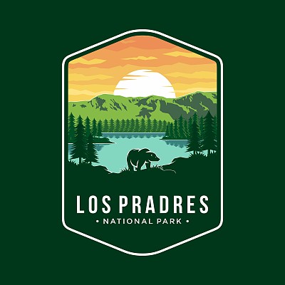 洛斯帕德斯国家森林徽章补丁图标插图在黑暗的背景