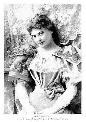 玛丽·汉普顿肖像照，美国女演员，19世纪