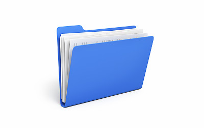 蓝色文件夹和文档图标对象+阴影剪切路径