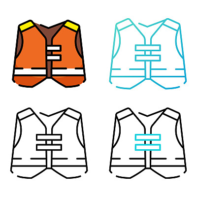 救生衣图标设计在四个变化的颜色