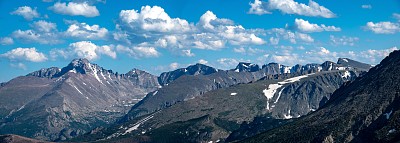 科罗拉多州落基山国家公园的朗斯峰和崎岖的天际线。