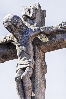 古代石十字架，十字架，卢戈省，加利西亚，西班牙。