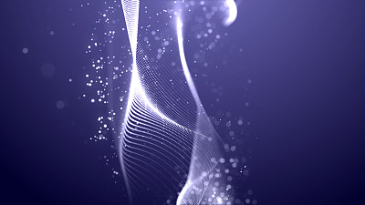 4k蓝色数字粒子波流抽象技术背景