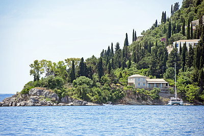 达雷尔的住所，科孚岛海岸线，科孚岛，希腊
