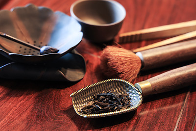 东方制茶仪式工具特写