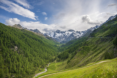 高山景观沿着Timmelsjoch高山口