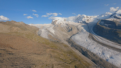 山脉和冰川的鸟瞰图