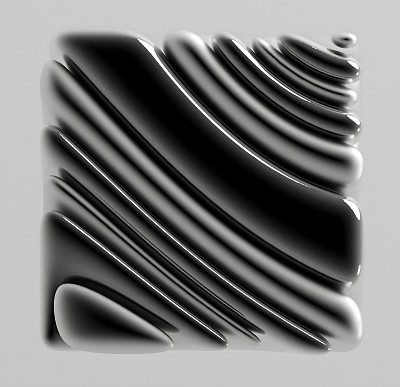3d渲染单色超现实抽象艺术雕塑立方体或盒子在曲线波浪线形式的银色金属材料与软哑光铝制零件在浅灰色的背景