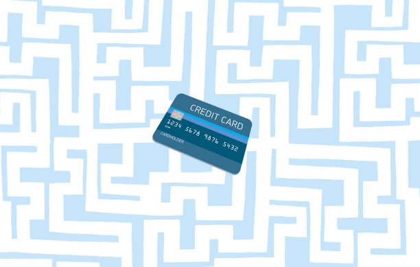 信用卡隐藏在复杂的迷宫或迷宫