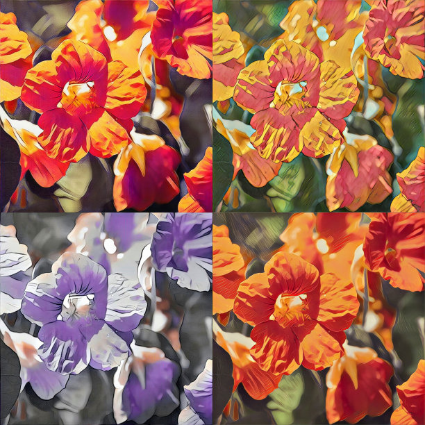 色彩缤纷的花朵、poliptych