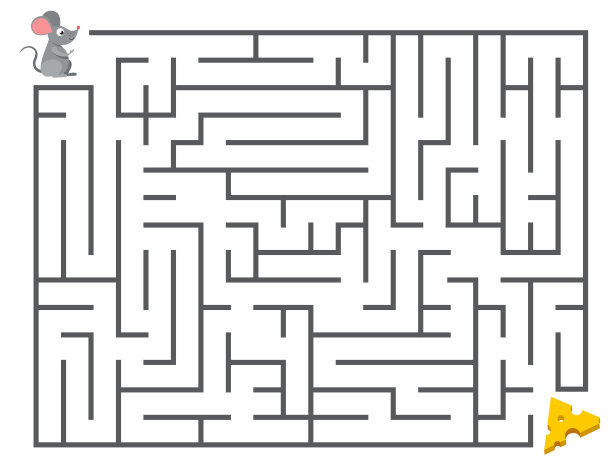 寻找奶酪的可爱老鼠。儿童迷宫拼图，迷宫矢量插图插画_正版矢量图插画素材下载_超清水平画幅插画-新片场素材