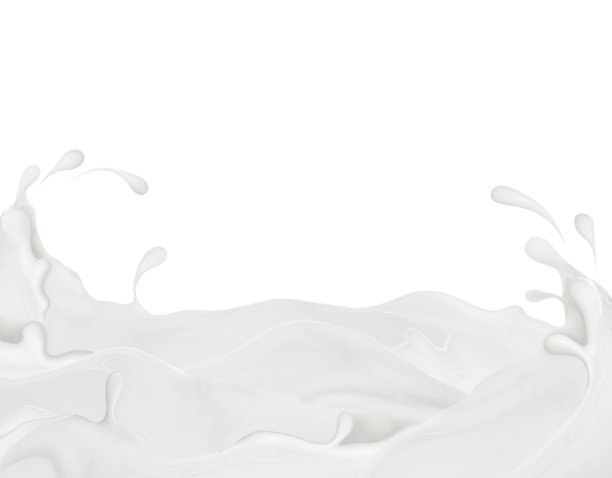 牛奶洒在白色的背景上。奶河，概念形象。