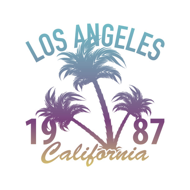加州洛杉矶印刷与棕榈树夏季度假海滩概念t恤图形矢量打印设计