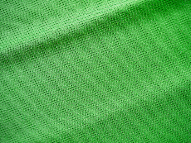 绿色运动服装面料，平纹纹理