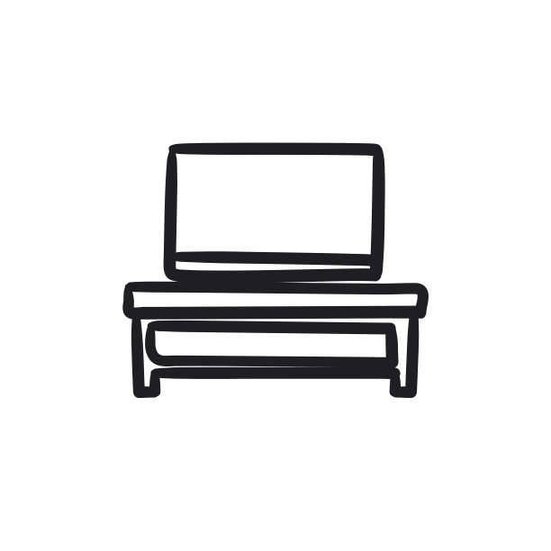 Flat screen tv on modern stand sketch icon