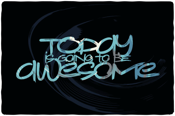 文字引用“Today is going to be awesome”与蓝色抽象纹理填充