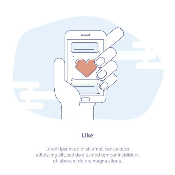 手机屏幕上的喜欢和爱的图标通知。喜欢，评论，关注的社交媒体概念。