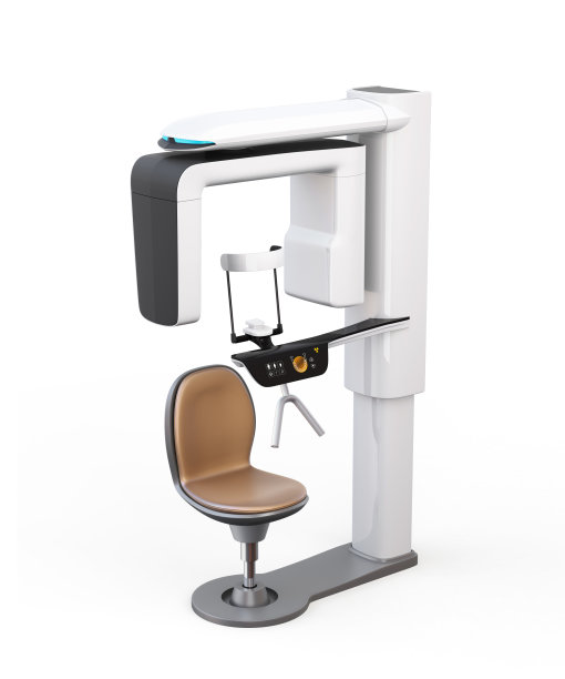 牙科3D x光机与病人椅隔离在白色背景