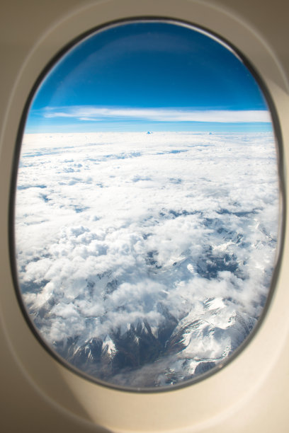 从飞机窗口看巴基斯坦喀喇昆仑山脉，亚洲