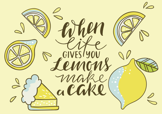 用柠檬印出很酷的亮色。当生活给你柠檬时，做个蛋糕。印刷与印字