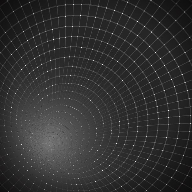 矢量三维隧道。光学错觉漩涡扭曲线框背景