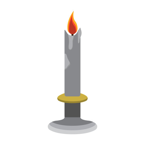 蜡烛卡通图标，孤立的矢量插图。