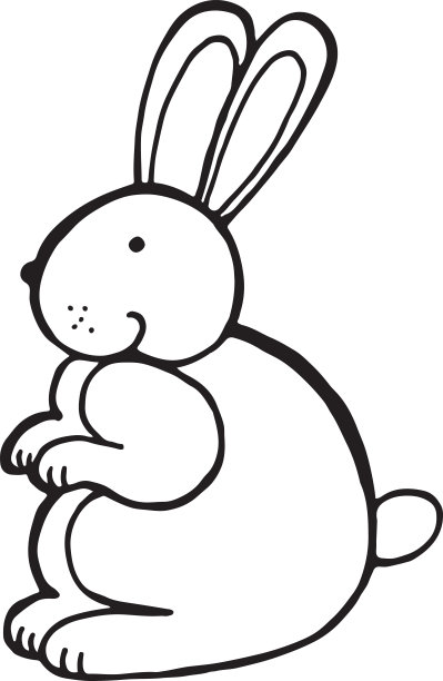森林动物兔子涂鸦卡通简单插图。孩子博士