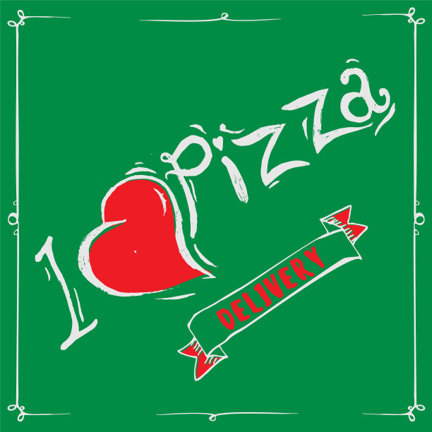 复古披萨标识，背景，模板或披萨盒设计。交付比萨饼。