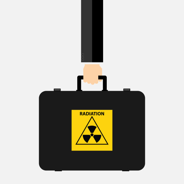手提带辐射标志的行李箱