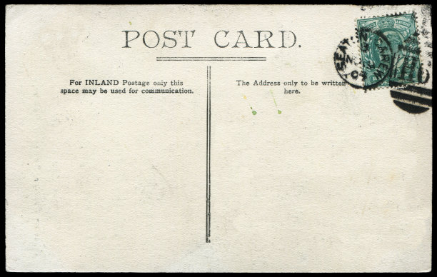 二十世纪早期从英国寄来的带有空白内容的老式明信片，对于英国历史悠久的明信片通信来说，这是一个非常好的背景。