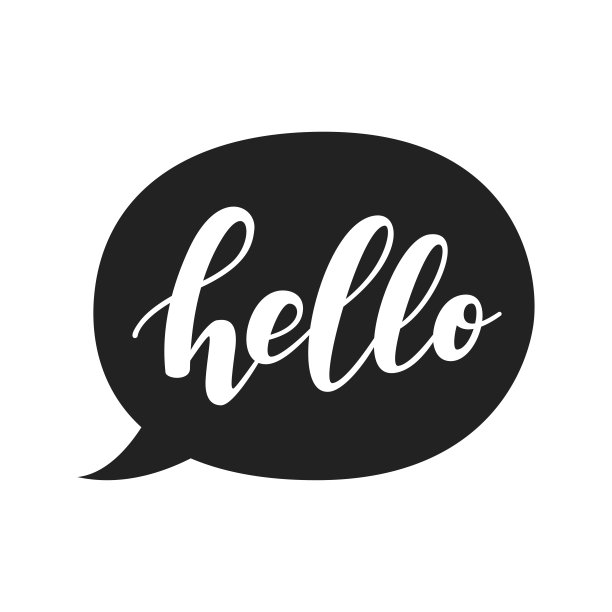 带有hello引用的语音气泡.手绘字体.现代的毛笔书法.向量