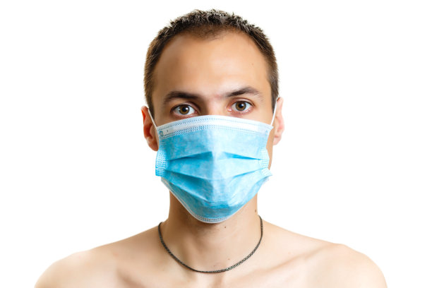 停止感染健康人示意停止男子戴防护口罩
