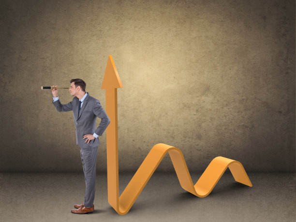 商人通过望远镜看商业图