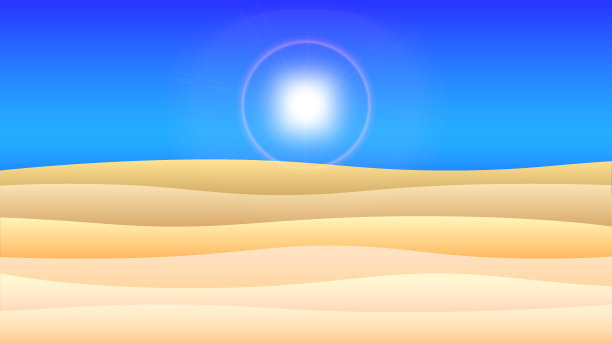矢量沙漠蓝天和太阳背景